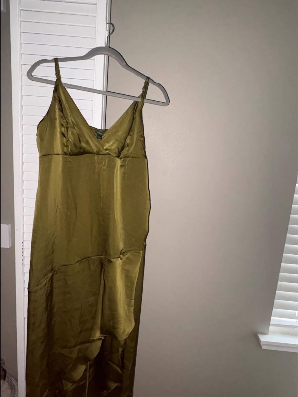 wild fable Olive Green Satin Strapless Slip Dress